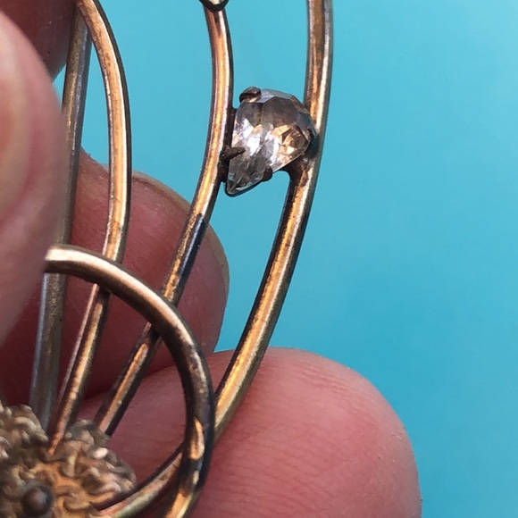 Antique Brooch Paste Stones White Co - Picture 3 of 8